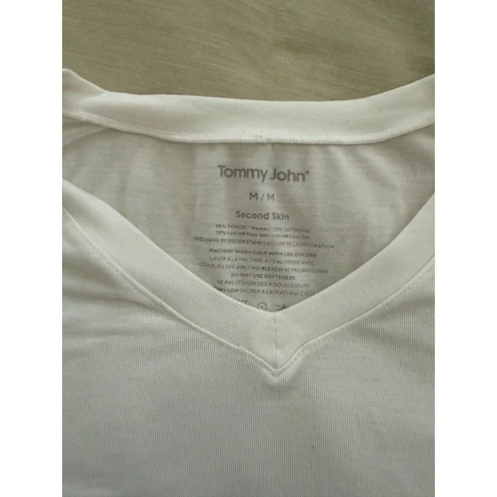 Tommy John Second Skin V Neck T‎ Shirt White Modal Stretch M